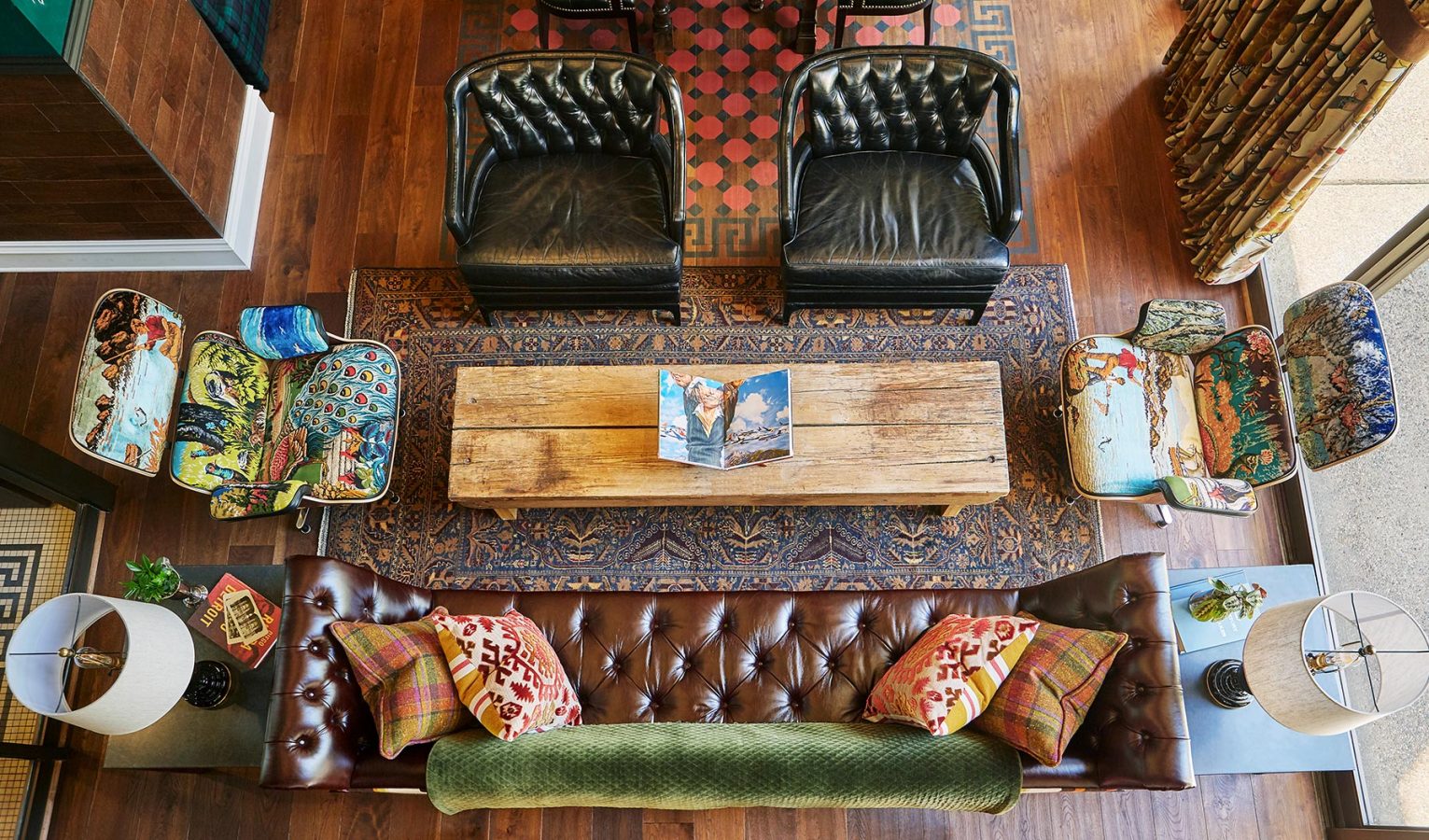 Photo of a Graduate hotel lobby from above