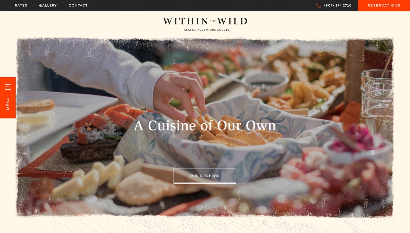 One of Within The Wild's culinary website pages