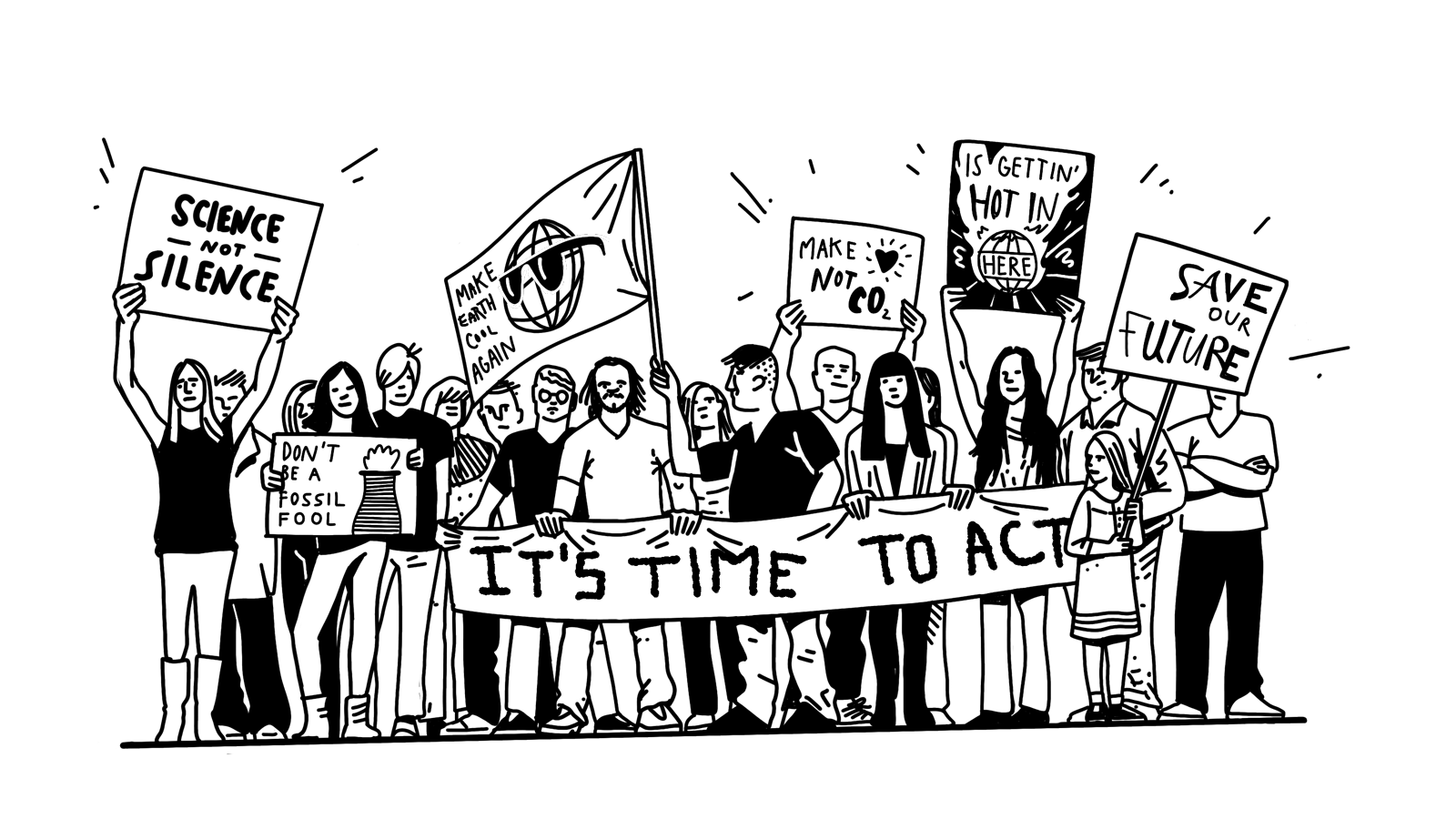 Illustration of people protesting